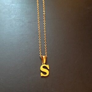 Initial Pendant & Gold Chain Women 17”